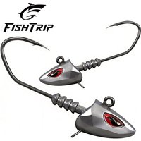 FishTrip Swimbait Jig Heads 5Pcs Saltwater Jig Heads for Fishing with 3D Red Eyes High Carbon Steel Jig Heads for Bass