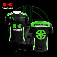 AliExpress Kawasaki Summer New Quick Drying Breathable Fashion Sports Adult and Children's Mountain Off Road Cycling Short Sleeved T-shirt