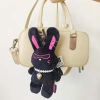 Cute Black Rabbit Plush Keychain Plush Pendant MITO Doll Keychain Stuffed Animal Keyring Girls Women Bag Accessories Fans Gifts