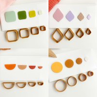4Pcs/Set Rounded Square/Circle/Bria/Half Circle Organic Shape Polymer Clay Cutters clay supplies For DIY Earring Making