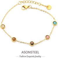 ASONSTEEL 316L Stainless Steel Tiger Stone Beads Chain Handmade Bracelet Bangle for Women Waterproof Bohemia Y2K Jewelry Gifts