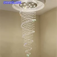 Modern LED K9 Crystal Chandelier Villa Luxury Double Staircase Lamp Living Room Lights