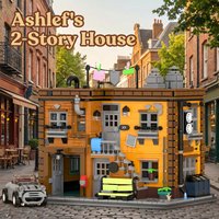 Ashlefs 2-stöckiges Haus Modulbausatz Europäische Stadtansicht Konstruktionsbausteine Modellbausatz DIY-Montage mit Auto und Szenerie-Details Spielzeug für Erwachsene Ideales Geburtstags- und