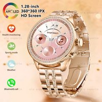 Femmes montre intelligente mode diamant bracelet de montre AMOLED écran HD Bluetooth appel Smartwatch étanche fréquence cardiaque surveillance du sommeil
