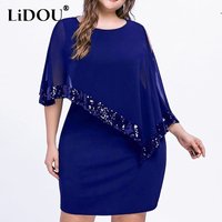 Autumn Winter Plus Size Sexy Irregular Design Bag Hip Dress Women Off-shoulder Sequin Fashion Oversized Chic Vestidos De Fiesta