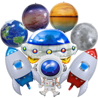 Solar System Outer Space Birthday 22in Planets Stand Astronaut Rocket Earth Balloons for Kids Starry Galaxy Party Decor Supplies