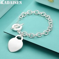 925 Sterling Silver Heart Brand OT Chain Bracelet For Women Wedding Engagement Party Fashion Jewelry