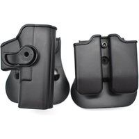 IMI Pistolenholster Verteidigungs-Retentionsholster Taktisches Pistolenholster für GL 17 Gen 1-4 9mm Doppel-Magazintasche