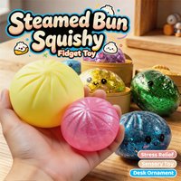 Fast Rebound Squishy Steamed Bun Toy Soft Squeeze Stress Relief Fidget Toy Blind Box Mini Steamer Decompression Sensory Toy Gift
