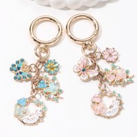 Pretty Cat Butterfly Flowers Enamel Keychain Cute Animals Plants Key Ring For Women Girls Handmade Friendship Gift Diy Jewelry