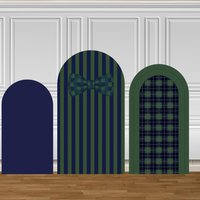 Custom Green Tartan Bear Theme Arch Cover Backdrop Boys Birthday Party Baby Shower Chiara Arch Wall Background Decor Backdrop