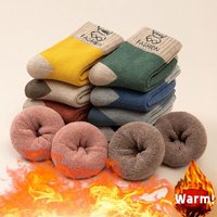 Boys Girls Winter Socks Thick Thermal Warm Cotton Socks Baby Thickened Socks Fuzzy Bear Pattern Socks 5 Pairs