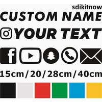AliExpress sdikitnow Custom Text WEBSITE FACEBOOK Instagram name logo X YouTube Snapchat Decal car bike sticker Twitch Seat Helmet Decal accessories
