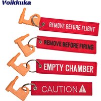 Tactical Chamber Safety Flag Empty Chamber Remove Before Firing Double Sided Embroidery Keychain Pendant With Built-in Flathead
