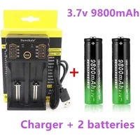 2024 New 18650 Battery High Quality 9800mAh 3.7V 18650 Li-ion Batteries Rechargeable Battery For Flashlight Torch +Charger