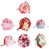 DXAA Japanese Flower Drawstring Bag Japanese Kimono Handbag Jewelry Bag Coin Purse Gift Bag