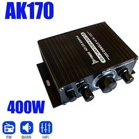 AK170 Mini Digital Power Audio Car Amplifier Blue Light Stereo Audio Amplifier for Home Theater Club Party Music 200Wx2 Power