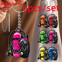 6pcs/set 2D Flat Acrylic Creative Simulation Diving Equipment Keychain Fashion Backpack Decoration Fun Personalized Jewelry Gift