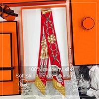 Woman Skinny 100% Mulberry Silk Scarf for Hair Strip Silk Ribbon Small Neck Scarves Bag Handle Ribbon Scarf Kerchief Ladies Tie