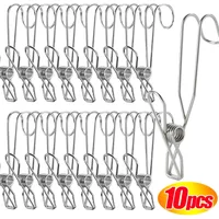 5/10/20Pcs Long Tail Clip Stainless Steel Photo Clip Clothespins Towel Organizer Holder Rack Hooks Clothes Pegs Laundry Storage