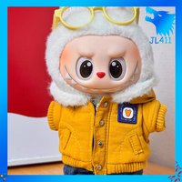 17cm Labubu Doll Coat With Fur Collar Cotton Coat Labubu Clothing Doll Casual Cotton Coat Doll Winter Cotton Coat Holiday Gift