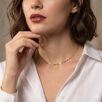 Minimalist 35/42CM 14K Gold Plated Stainless Steel Flat Link Chain Necklace Women Dainty Delicate Choker Layering Jewelry Gift