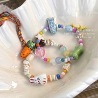 Niedliches Cartoon-Kaninchen-Karotten-farbiges Seil-Armband für Damen, Vintage-Perlen, Keramik, Freundinnen-Armband, 2023, neu und heiß