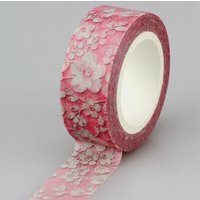 1PC Decorative Pink Cherry Blossoms Washi Tape DIY Scrapbooking Planner Adhesive Masking Tape Cute Stationery