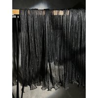 Black Mesh Fabric Perspective Pressed Pleats Large Wavy Edges Clothing Designer Apparel Sewing Fabric Cloth Polyester Material