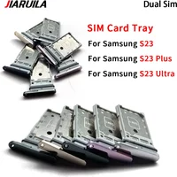 Dual Card Micro Nano SIM Card Holder Tray chip slot Holder Adapter Socket Parts For Samsung S23 / S23 Plus / S23 Ultra