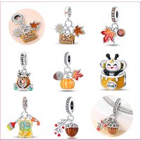 New in Harvest Season Pumpkin Charms Beads Fits Original Bracelet 925 Silver Women Necklace DIY Charms Fine Jewelry Gifts
