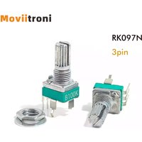 5PCS RK097N 3Pin Potentiometers Switches 15mm 5K 10K 20K Shaft Amplifier Sealing Potentiometers