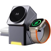 3 in 1 Wireless Charging Station for iPhone 12/13/1415/16, Apple Watch, and AirPods 15W Fast Charging, Auto-Rotating Stand