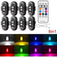 AliExpress AnautosL 2/4/6/8 pcs LED Aircraft Strobe Lights Remote Control 8 Colors Anti-Collision LED Lights for Car Motorcycle Drone Aircraft Bike
