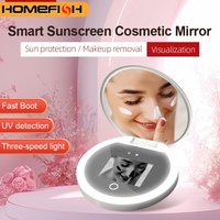 Smart Sunscreen Led Light Portable Makeup Mirror Uv Camera Visual Face Sunscreen Makeup Mirror