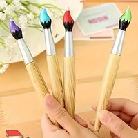 5Pcs Creative Ballpoint Pens Oil Painting Texture Imitation Wood Look Brush Shape Signature Pen Daily Writing Campus Stationery