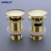 Pop Up Drain Button Brass Bathroom Sink Plug Drainer Siphon Waste Stopper Wash Basin Faucet Accessory Washbasin Pipe Gold