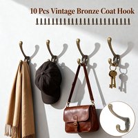 10/20pcs Bronze Coat Hooks Wall Mounted Coat Rack Vintage Clothes Hanger with Screws Towel Coat Hooks For for Door Bathroom