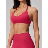 Seamless Sports Strappy Bra Yoga Underwear Women Gym Top Running Exercise Backless Bra High Support Fitness Workout Halter Bras