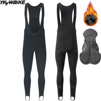 YKYWBIKE Men Winter Cycling Long Bib Pants Tights 5-15°C Thermal Fleece Road Bike Long Pants MTB Bike Mountain Bicycle Bib pants