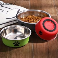 Non-Slip Dog Bowl For Large Medium And Small Cats And Dogs Drinking Water Feeding Pet Bowl Stainless Steel Pet Food Bowl