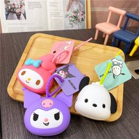 Genuine Anime Sanrio Hello Kitty Coin Purse Melody Kuromi Cute Silicon Storage Bag Cinnamoroll Backpack Pendant Birthday Gift