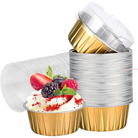 50Pcs Foil Ramekins Cupcake Baking Cups Holders Cases With Lid,Aluminum Foil Cupcake Liners,Muffin Liners Cups With Lid