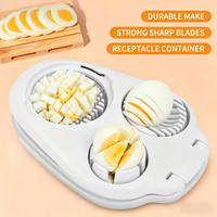 3 in 1 Stainless Steel Egg Slicer with 3 Slice Modes for Boiled Eggs Fruit Vegetable Kitchen Cutting Tool