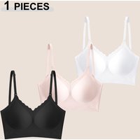 Women's S-XXL Push Up Brassiere Sexy Wave Edge V-neck U-back Bras Solid Color Breathable Multiple Ways to Wear Strape Bralette
