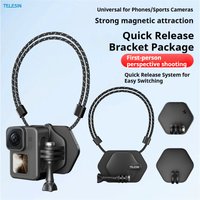 TELESIN Magnetic Camera Neck Holder Mount Hanging Bracket Quick Release for GoPro OSMO NANO Action 6 5 4 3 insta360 X5 /GO 3S