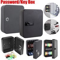 Key Storage Lock Box 20 Key Hooks Combination Key Cabinet Security Lock Box with Key/Code Lock Locking Key Cabinet Key Safe Box