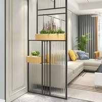 Durable Designer Metal Wall Partition Screen For Home Office And Study Separation With Detailed Iron Grille Pattern
