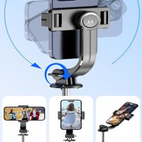 FANGTUOSI Selfie Stick Tripod with Bluetooth Remote, 6-Section Extendable Pole, 360° Rotation, Fill Light Option, for Phone Vlog