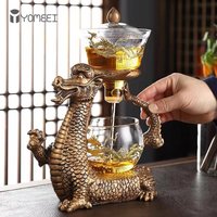 YOMEEI New Arrivals Creative Dargon Teapot Full Automatic Glass Tea Set Pu'er Oolong Magnetic Suction Cup Teapot Dropshipping
